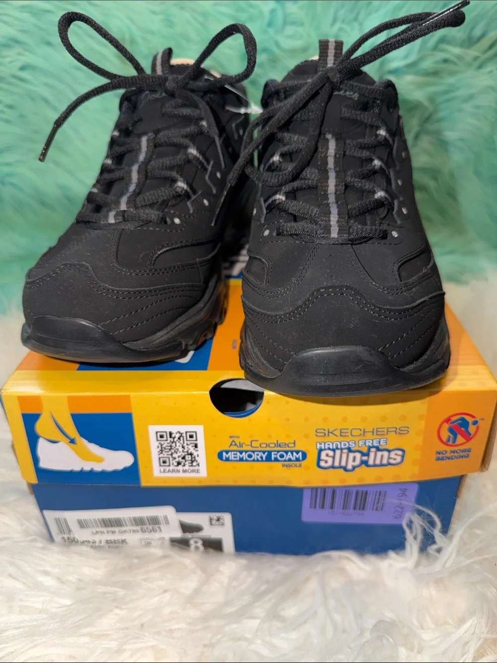 NIB Skechers Women's D'Lites Fan Girl Sneaker Hands Free Slip-Ins Size 8, Black
